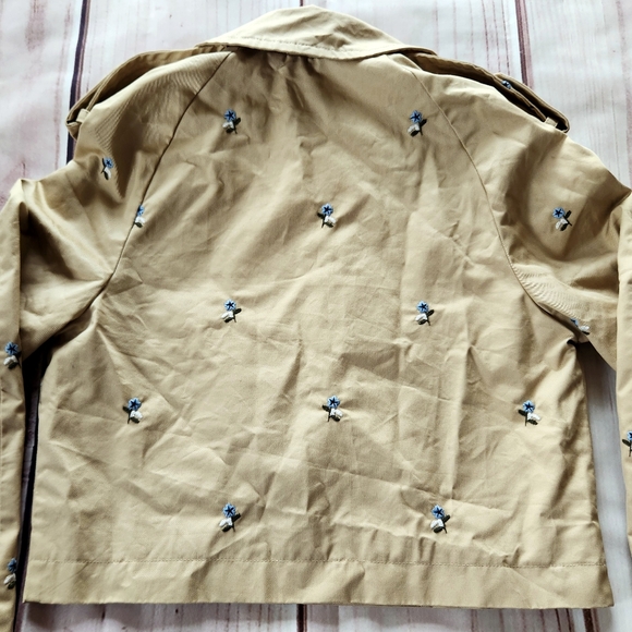 7 For All Mankind Floral Jacket Cropped Trench Coat Tan Beige | Women's Size XS - Picture 9 of 12